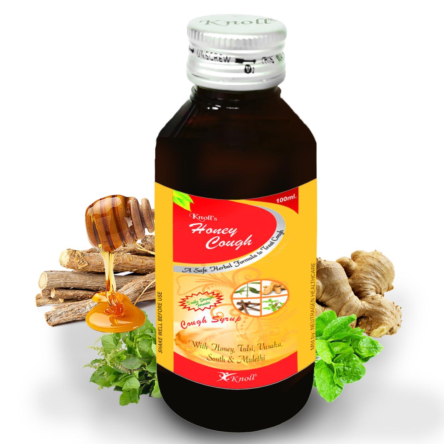 Knoll Healthcare Knoll Healthcare Honey Cough Syrup 100% Ayurvedic for Dry and Wet Cough Adult & Kids Friendly Relief from Cough (200ml) (Pack of 2) Each Pack 100ml