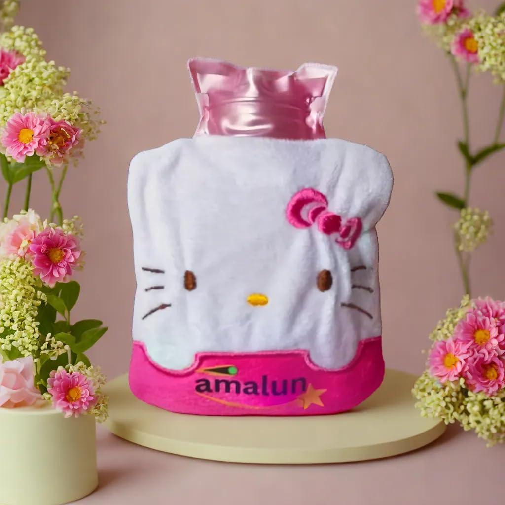 amalun Amalun Totoro Cartoon Small Hot Water Bag with Cover for Pain Relief (Pink)