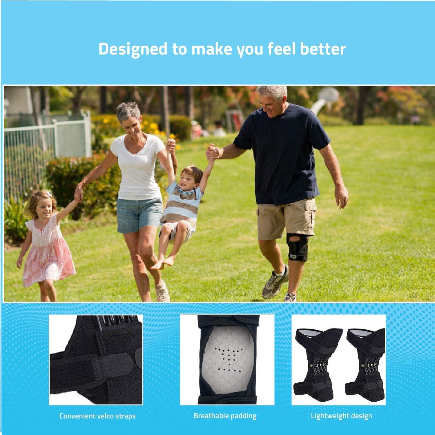 SNAPSHOPECOM SNAPSHOPECOM Spring Knee Booster Power Knee Support Recovery Brace Non-Slip Pain Relief Knee Lift Leg Heavy Weight Lift, Cross Fit, Gymming, Power Lifting (1 pair)
