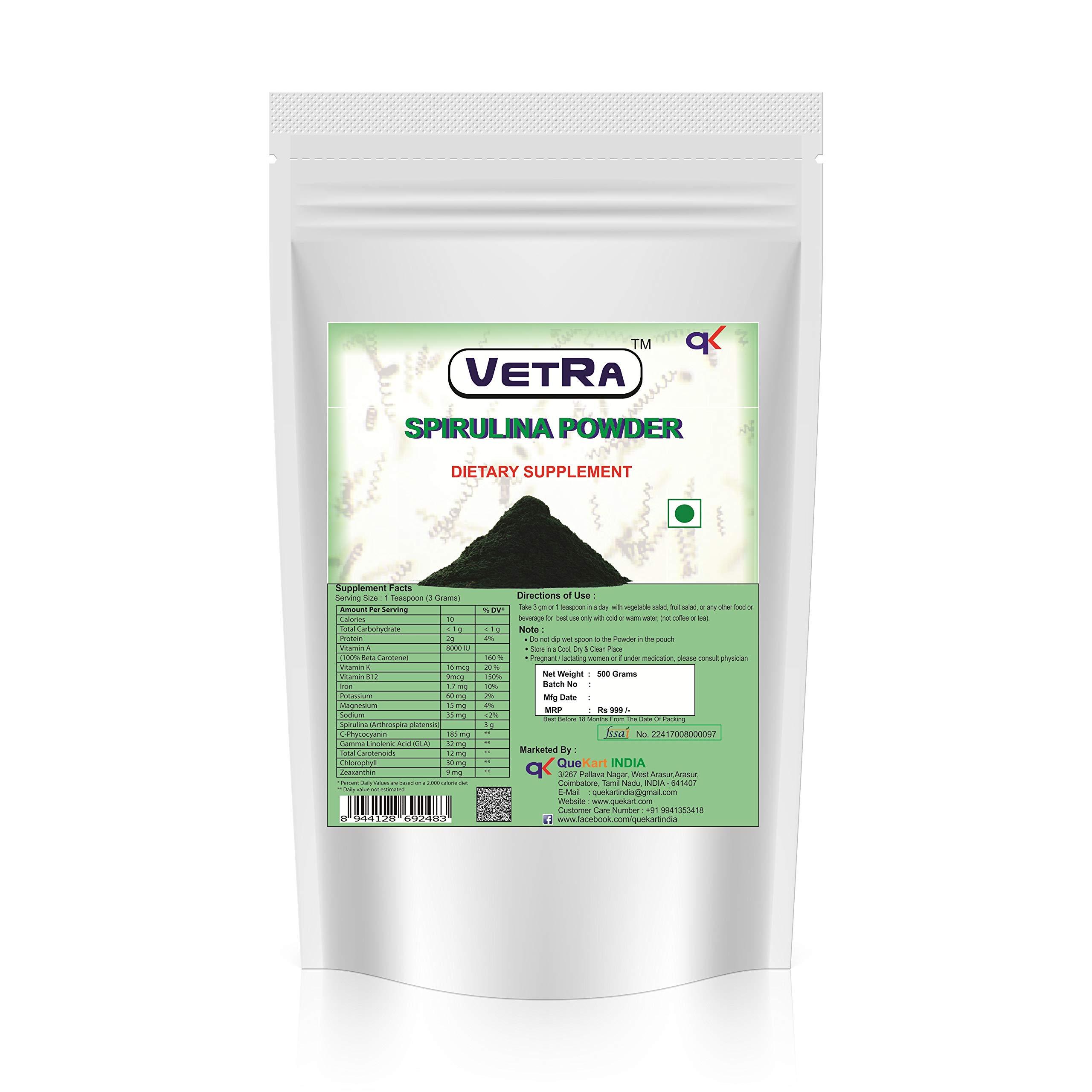 Vetra Spirulina powder 2 KG - (Pack of 4) 500 Grams