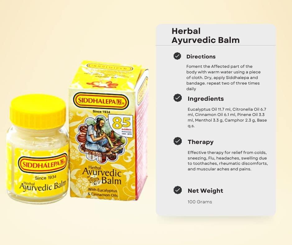 Siddhalepa Siddhalepa Balm Sri Lankan Herbal Ayurvedic Balm Pain Relief Balm for Common Pain, Cold, Head Aches (Pack of 2 x 50 gms each)