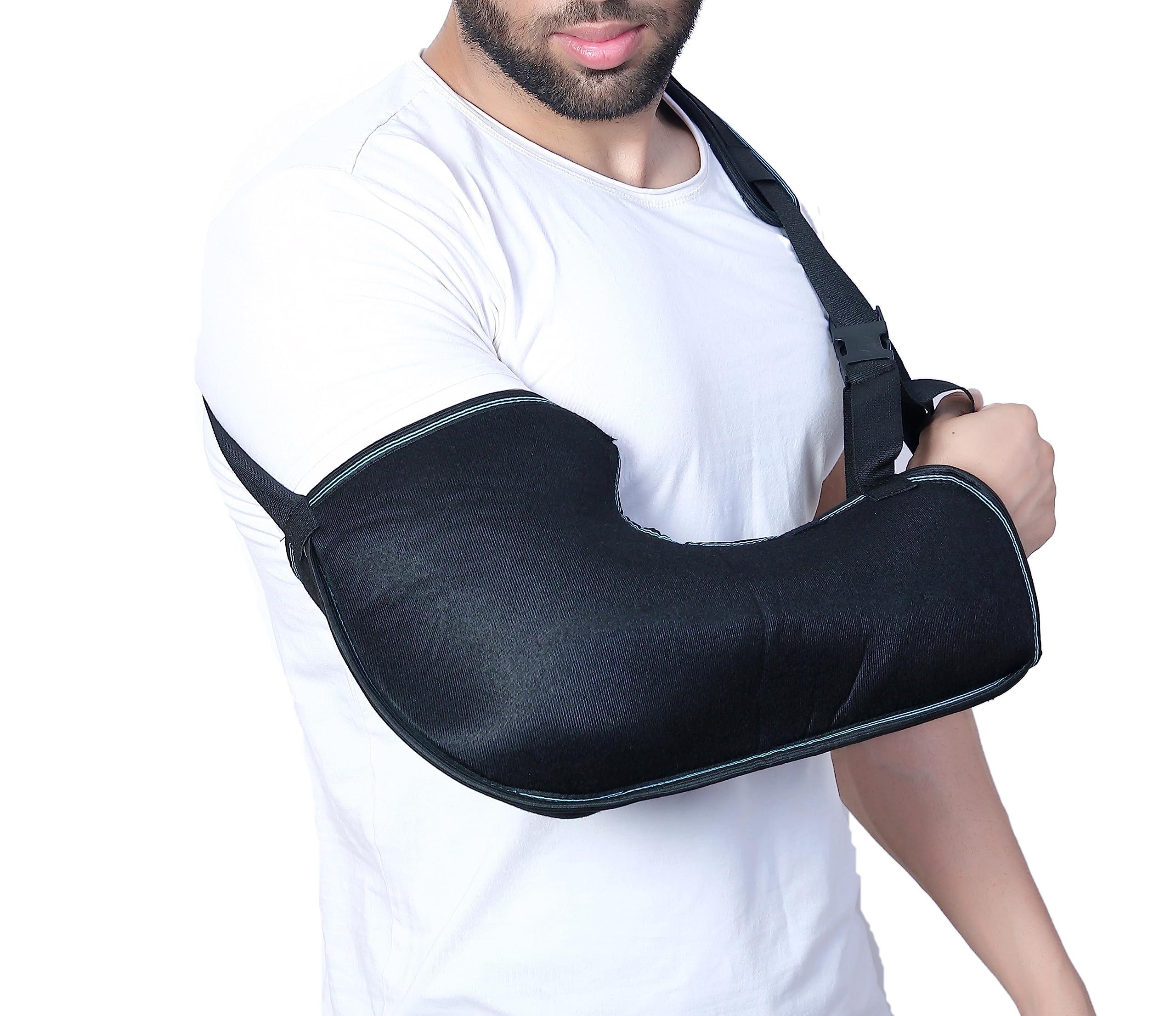 EASEFIT EASEFIT Arm Supporter Arm Sling Pouch Belt with Elbow Support, Arm Immobilizer Brace for Fracture, Sprain, Dislocation and Pain Relief Arm Support Arm Brace for Fracture and Sprain (S, Black)
