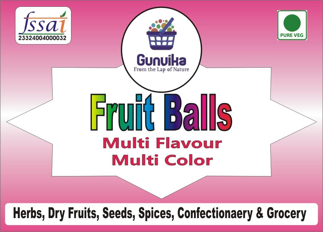 GUNVIKA Gunvika Multicolor Fruit Balls Candy | Mixed Fruit Goli | Colourful Khatti Mithi Goli | Mixed Flavours - 200 Gm
