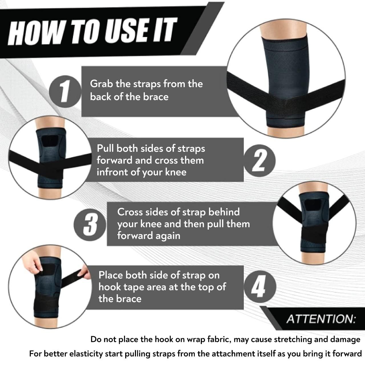 Aethon Aethon Knee Cap with Velcro Strap for Support & Pain Relief, Non Slip Professional Compression Sleeves for Knee Pain,Ligament Tear, Running,Work Out, Gym,Arthritis, ACL and Sports,Knee Brace 1 piece