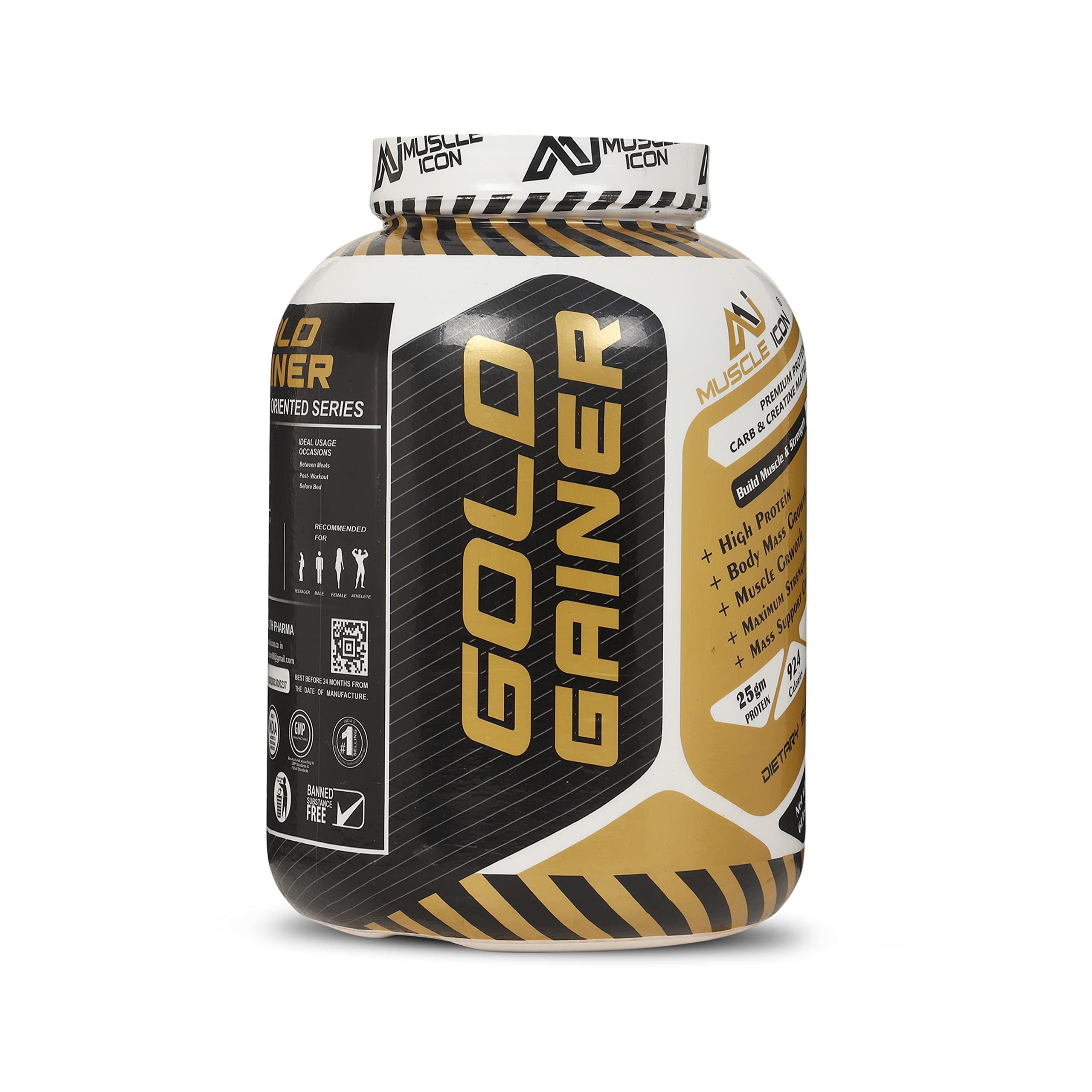 MUSCLE ICON MUSCLE ICON High Protein Gold Mass Gainer Powder (2.72kg) Kulfi