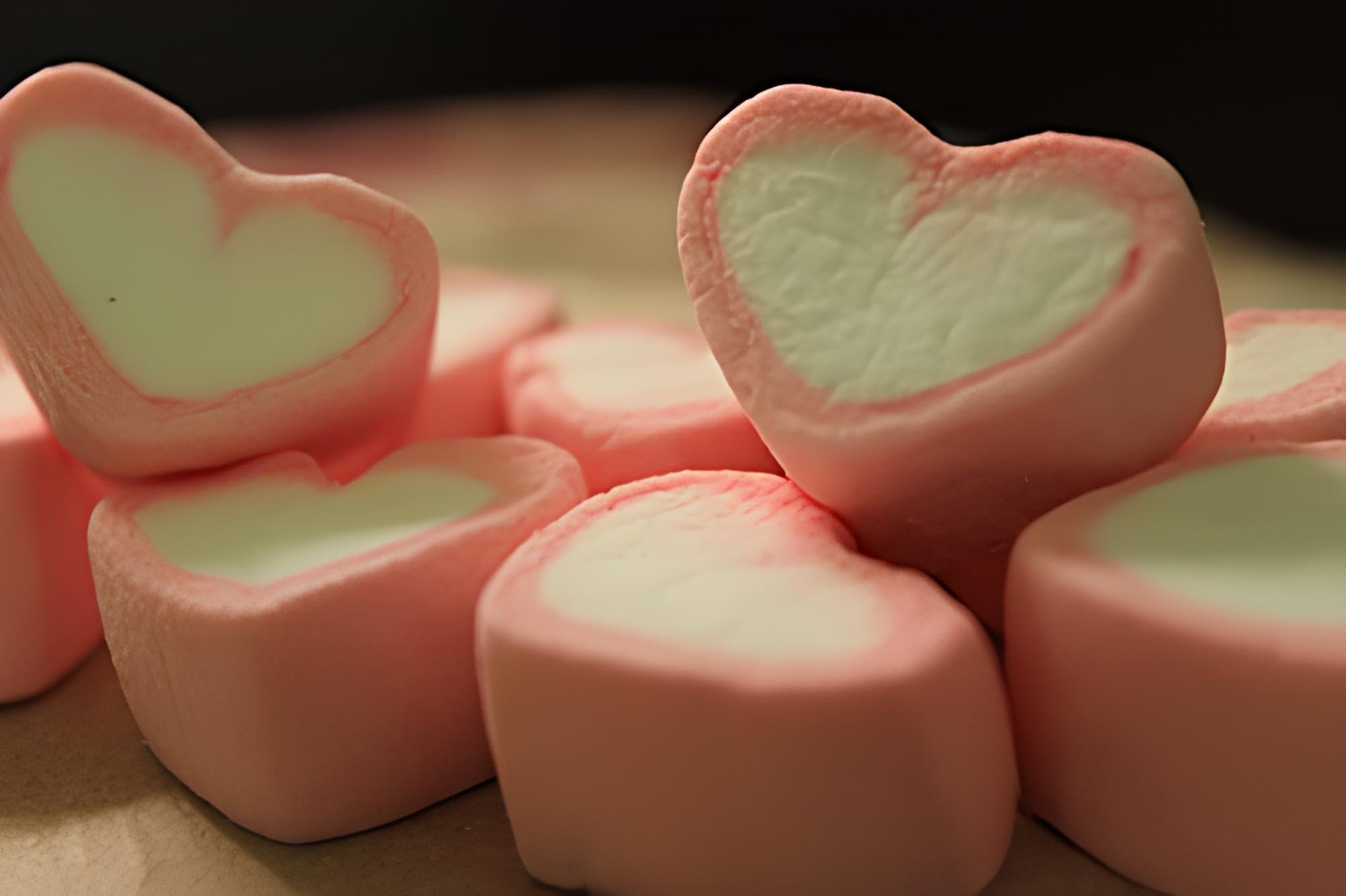 Youpick Tastify Vegan Pink & White Heart Marshmallows Candy - 175 Gms (80 Pieces) ~ Assorted Fruit Flavour ~ Pure Veg Heart Shape Marshmallow