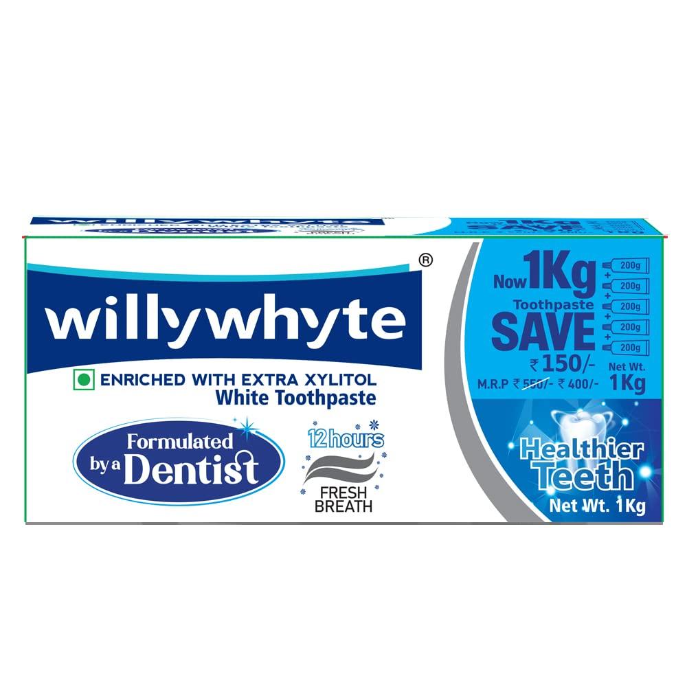 Willywhyte Willywhyte White Toothpaste With Extra Xylitol 1Kg,Cavity Protection