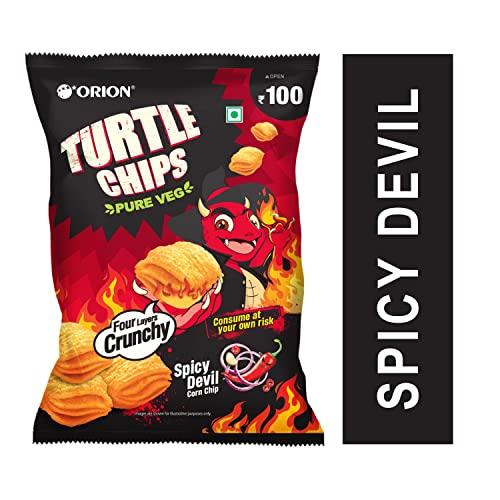 ORION Orion Turtle Chips Party pack (Pack of 2) - Tangy Tomato & Spicy Devil flavors|100% veg|Korean snacks - 115 gm (Pack of 2)