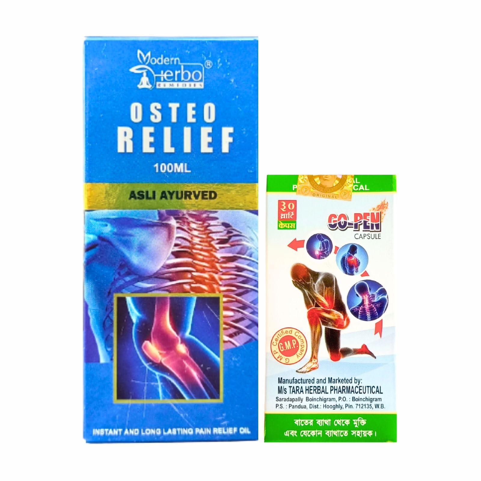HERBSHD Ayurvedic Osteo Relief Oil & Go-Pen Capsule | 100ml & 30 Capsule | Combo Pack