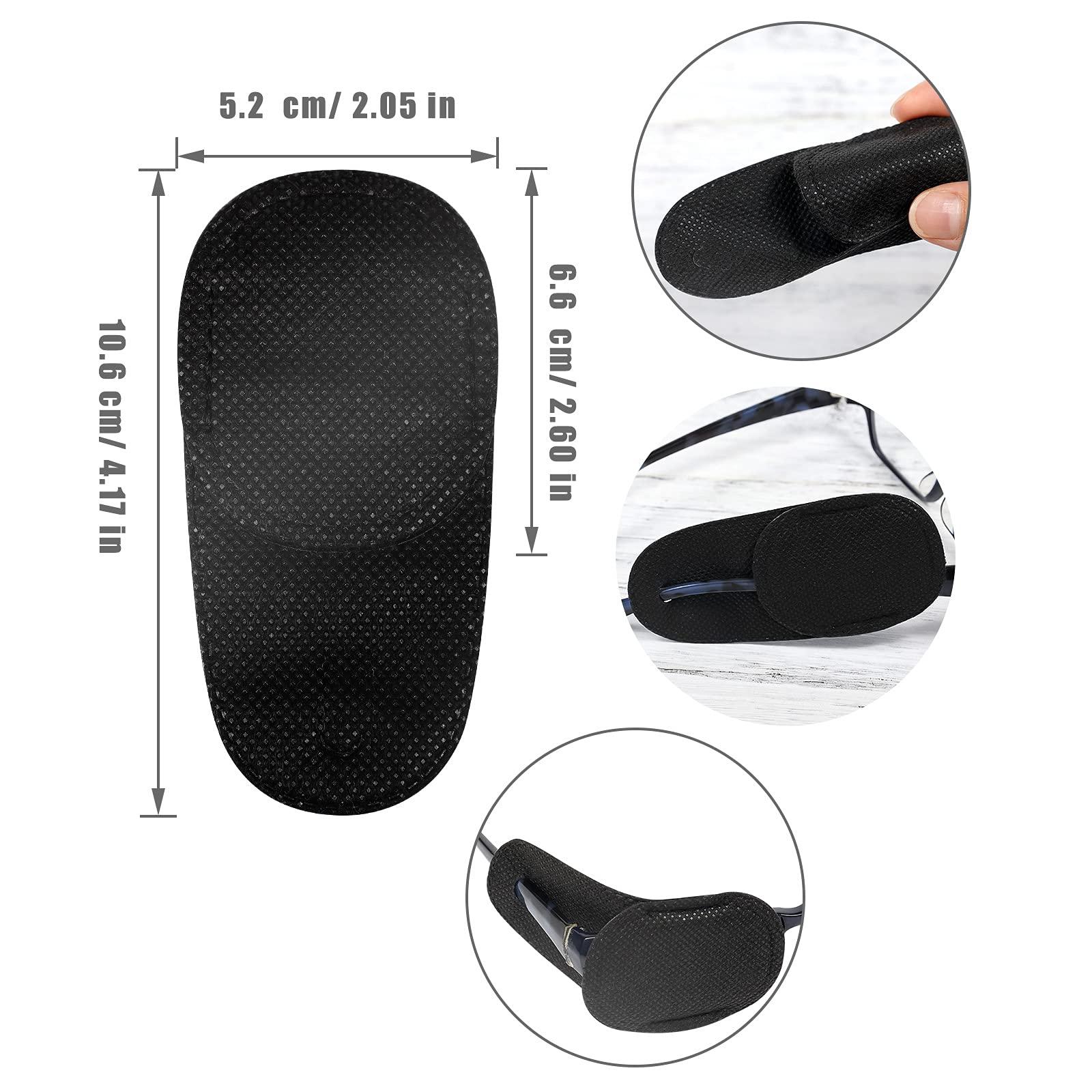 LUTER LUTER 6pcs Eye Patches for Glasses, Reusable Non-Woven Fabric Eye Patch to Cover Left Right Eye Improve Vision for Kids\' & Adults\' Lazy Eye Amblyopia Strabismus (Black, Medium)