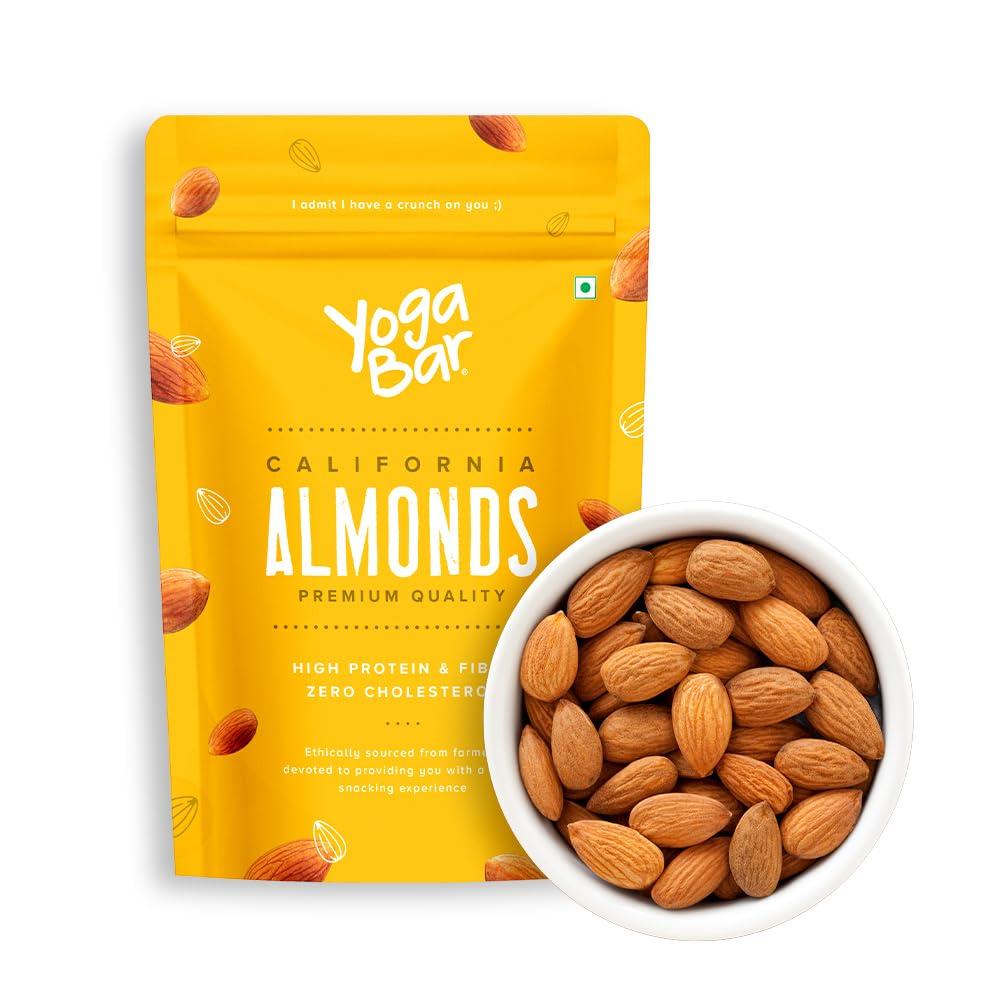 Yogabar Yogabar Premium California Almonds 500g|Badaam|100% Natural Crunchy Badam Giri|Nuts & Dry Fruits|Rich in Protein, Fibre, Vitamin E, Magnesium & Calcium|Healthy Snacks|Dry Fruit Gift Pack