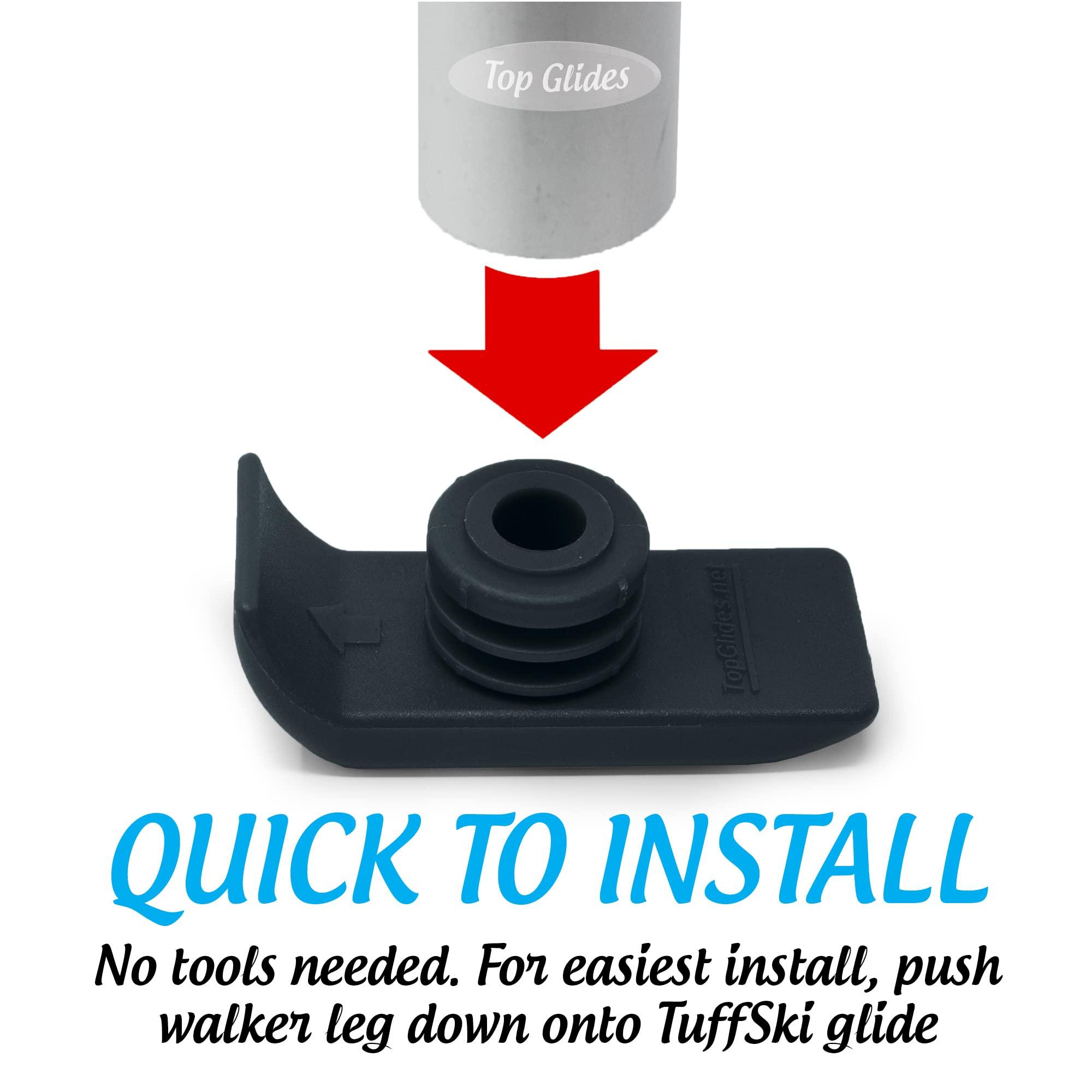 Top Glides 3-Pack: Walker Ski Glides for Drive Medical Walkers - 3 Pairs (Black)