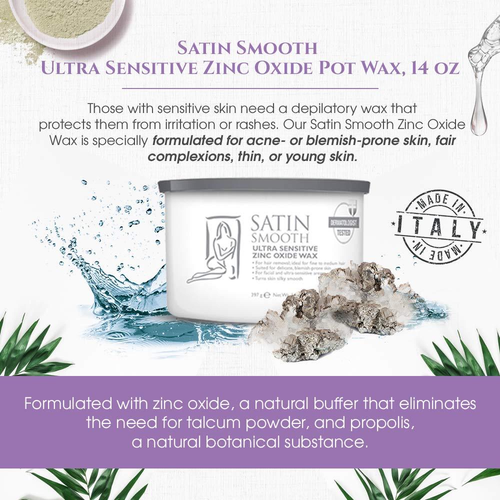 SATIN SMOOTH Satin Smooth Zinc Oxide Pot Wax, 14 Ounce