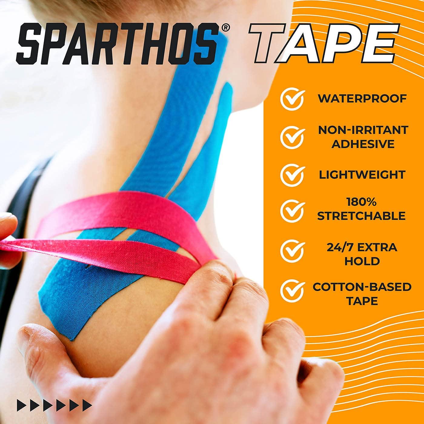 Sparthos Kinesiology Spartan Tape Perfect Support for Athletic Sports Recovery and PhysioTherapy with Taping Guide Inside, Uncut, 2 Inch x 16.4 Feet Roll (Desert Beige)