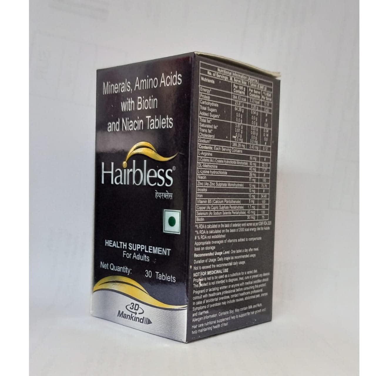 TIRUPATI LIFE SCIENCES Hairbless Tablets 30 Tablets NEW PACKING (PACK OF 2)