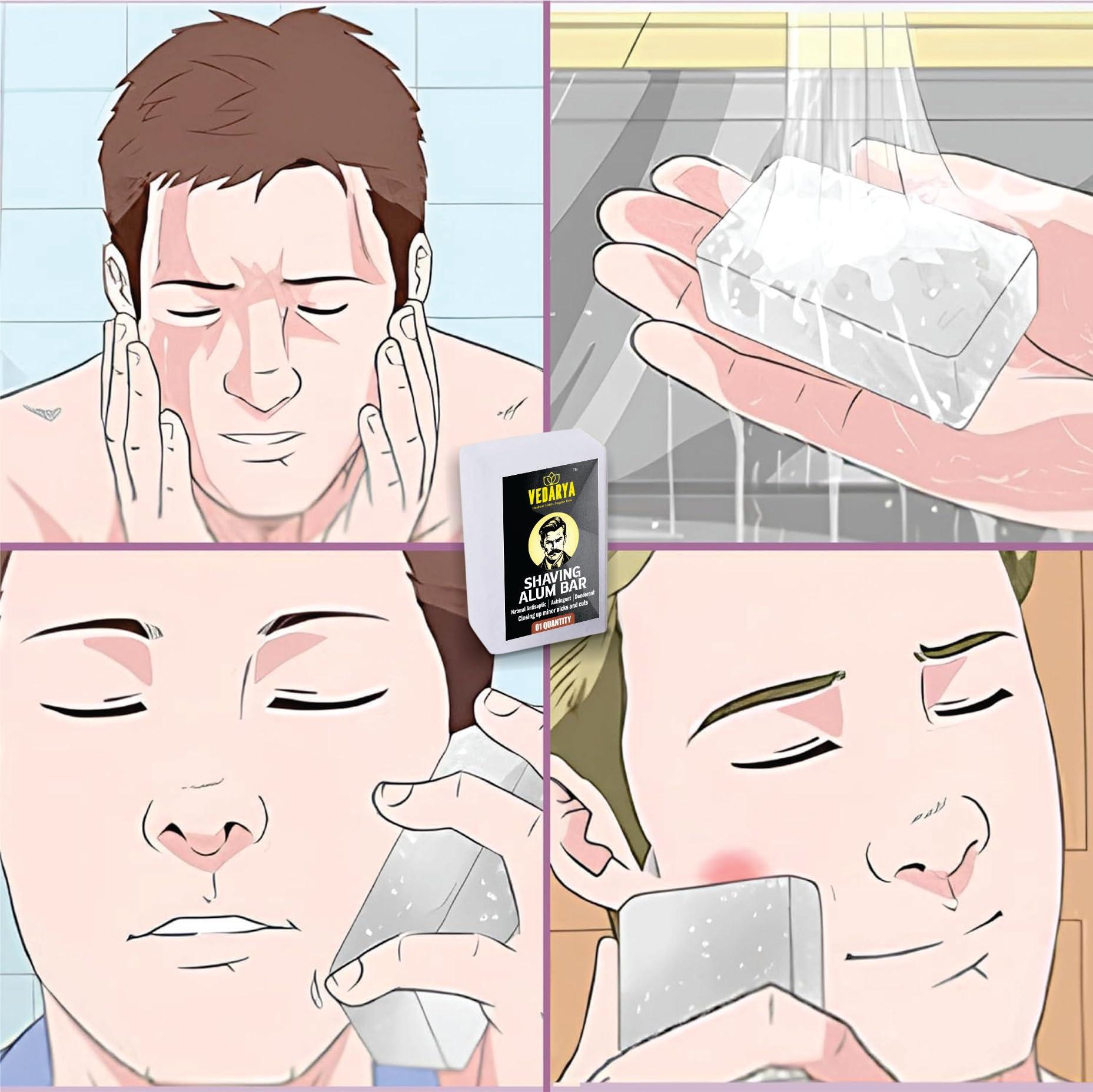 Vedarya Vedarya Natural Alum Bar - 100g (PACK OF 5) with a Travel Case | Alum Block | Fitkari Stone Bar | Phitkari Alum Stone for Aftershave. Razor Burn Relief, Sweat Control , Skin Soothing, Skin Tightening, Water Purification, Underarm Deodrant| Long-Lasti