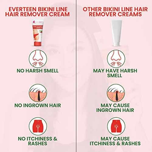 Everteen everteen SILKY Bikini Line Hair Remover Creme with Cranberry and Cucumber - 1 Pack (50 g)