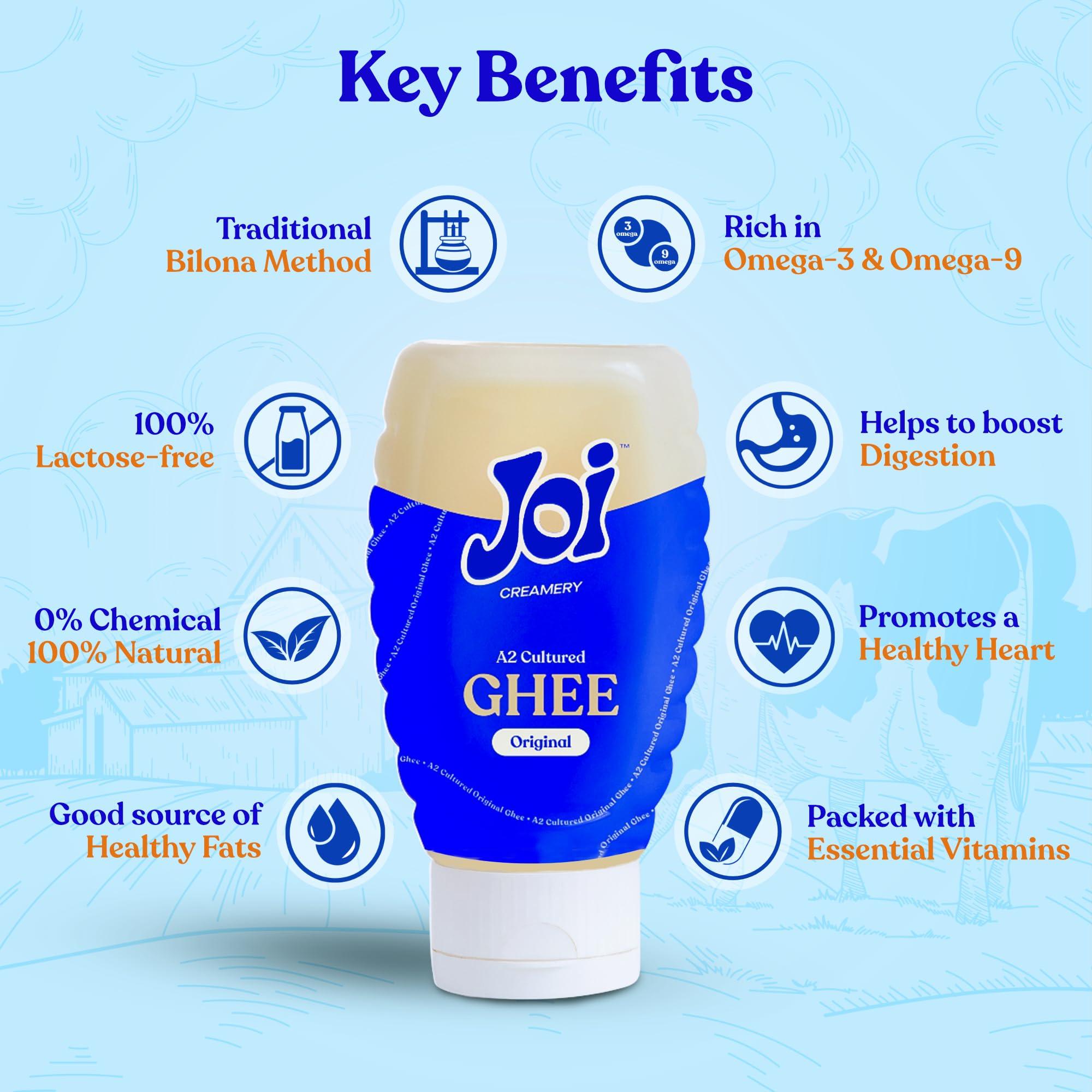 JOI JOI Farm Cultured A2 Cow Desi Ghee 200 Ml X 1 | Pure Ghee | Bilona Method | Certified, Farm-made, Healthy, Curd Churned & Non Adulterated