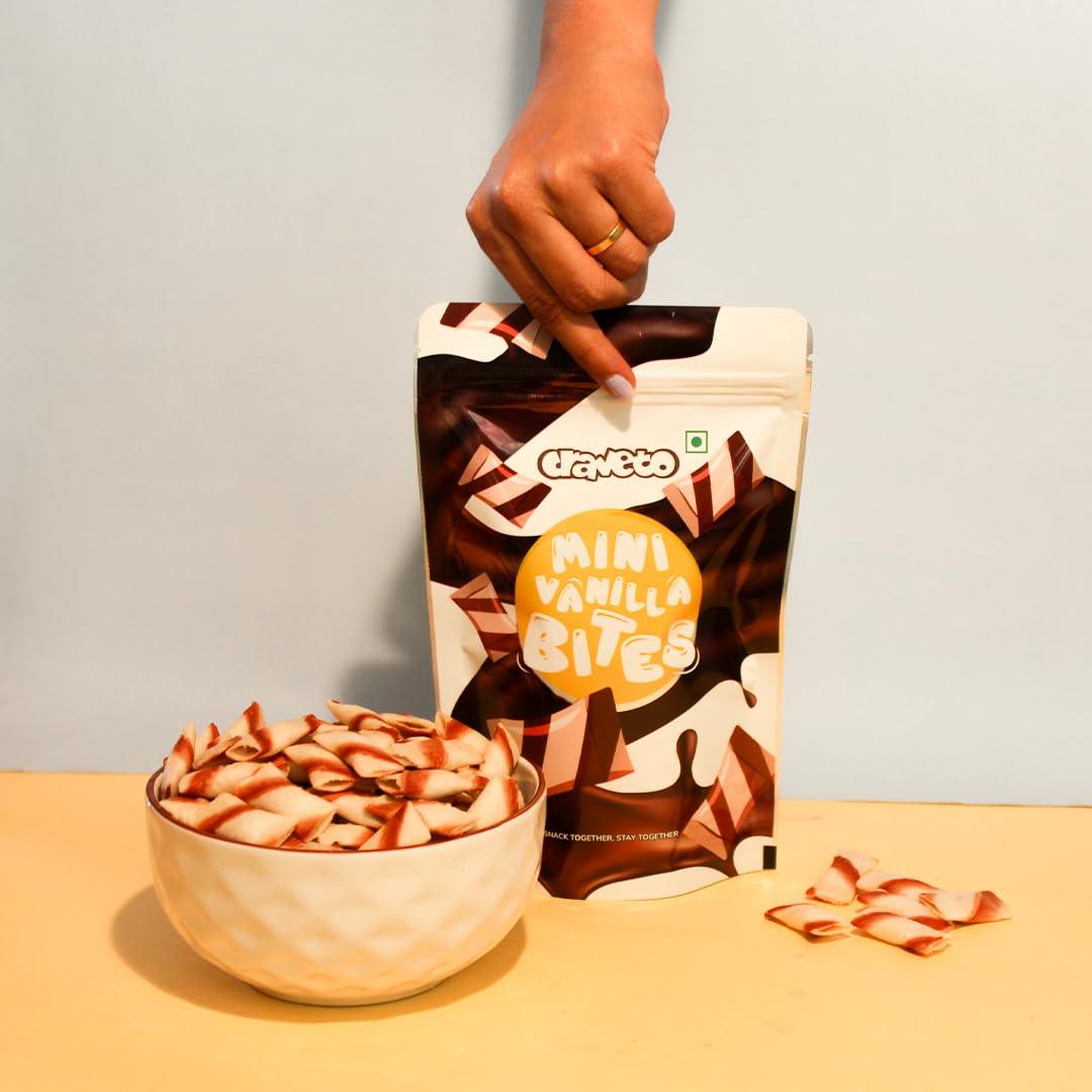 Craveto Craveto Vanilla Wafer Bites | Vanilla Cream Filled Pockets| 75g