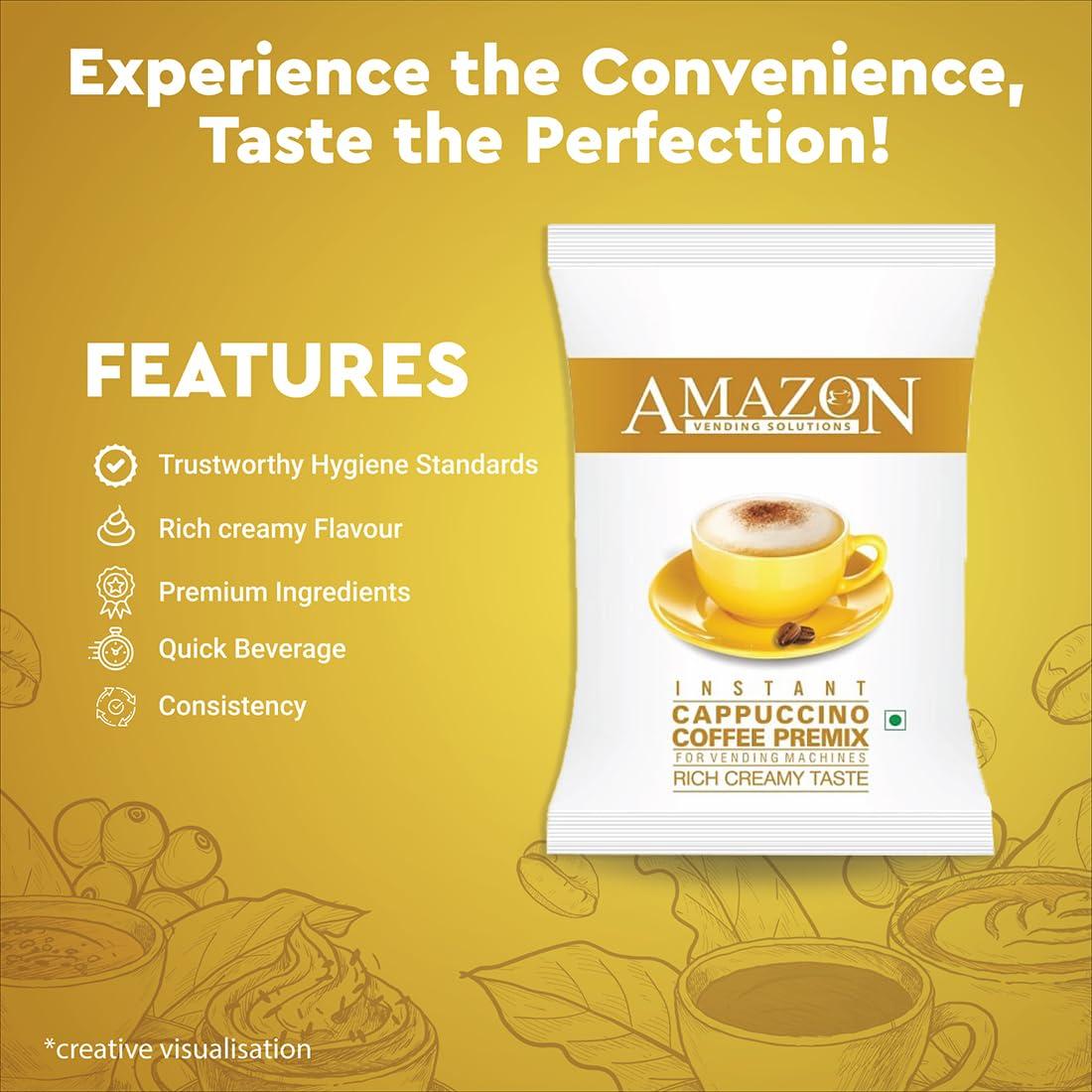 AMAZON AMAZON 3 in 1 Instant Cappuccino Medium Rosted Coffee and Cardamom Tea Plus Premix Combo (Premix Contains Tea, Coffee, Milk and Sugar) Each 2 Kg Pack