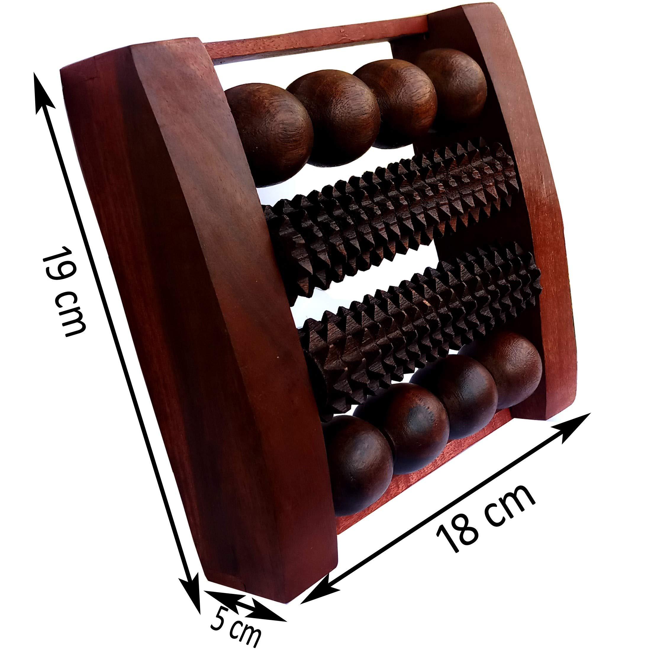 Silistar Silistar Wooden 4-Roller Foot Massager for Body Stress Acupressure Feet cum Mind Care/accupresure foot roller/wooden accupresure pain relief/Accupresure tools