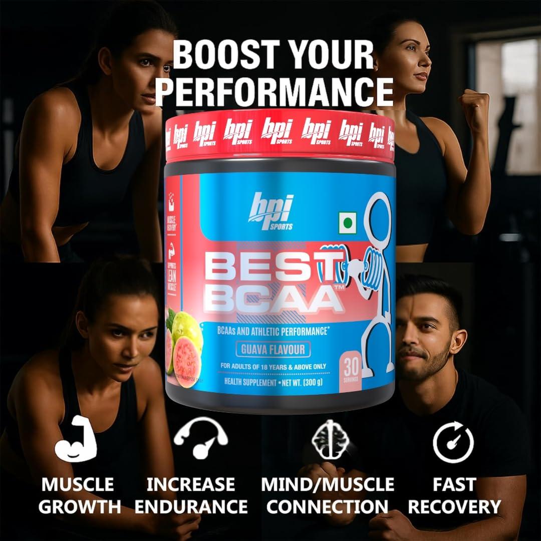 BPI Sports BPI Sports Best BCAA - BCAA Powder - Branched Chain Amino Acids - Muscle Recovery - Muscle Protein Synthesis - Lean Muscle - Improved Performance - Hydration - Guava - 30 Servings - 300 gram.
