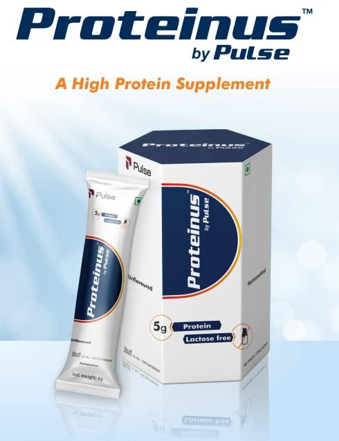 Pulse Nutri Science (Formerly Known as Zenova Bio- Proteinus by Pulse- 100% Whey Protein - 10 * 6g Sachets (5g protein/Sachet), Unflavoured, Sprinkler/Top up for any food item