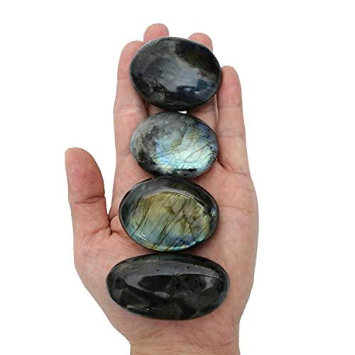 Nvzi Nvzi Natural Labradorite Crystal,yooperlite Stone, Palm Stone, SpectRolite Stone, Worry Stones for Anxiety, Lrregular Heart Reiki Chakra Healing Stone Home Decor, Healing Gemstone Worry Therapy