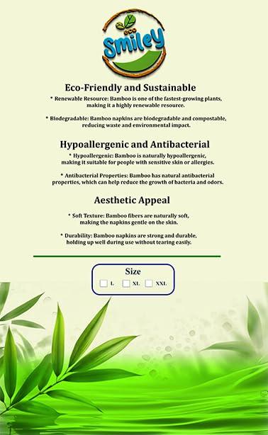 Eco Smiley Eco Smiley Bamboo Sanitary Pads - Day & Night Pads | High Absorbtion | Organic and Natural Biodegradable 15 Pieces Pack (Pack of 2 (30 Pads), L - 280mm)