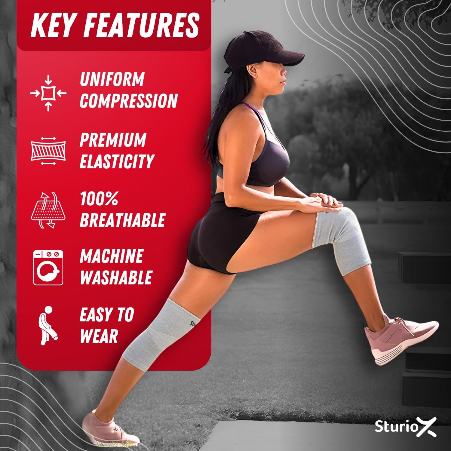 Sturioz Sturioz Bamboo Knee Sleeves - Bamboo Knee Support for Women and Men| Bamboo Compression Knee Sleeves | Perfect Knee Support for Women | Knee Brace for Knee Pain and Enhanced Comfort