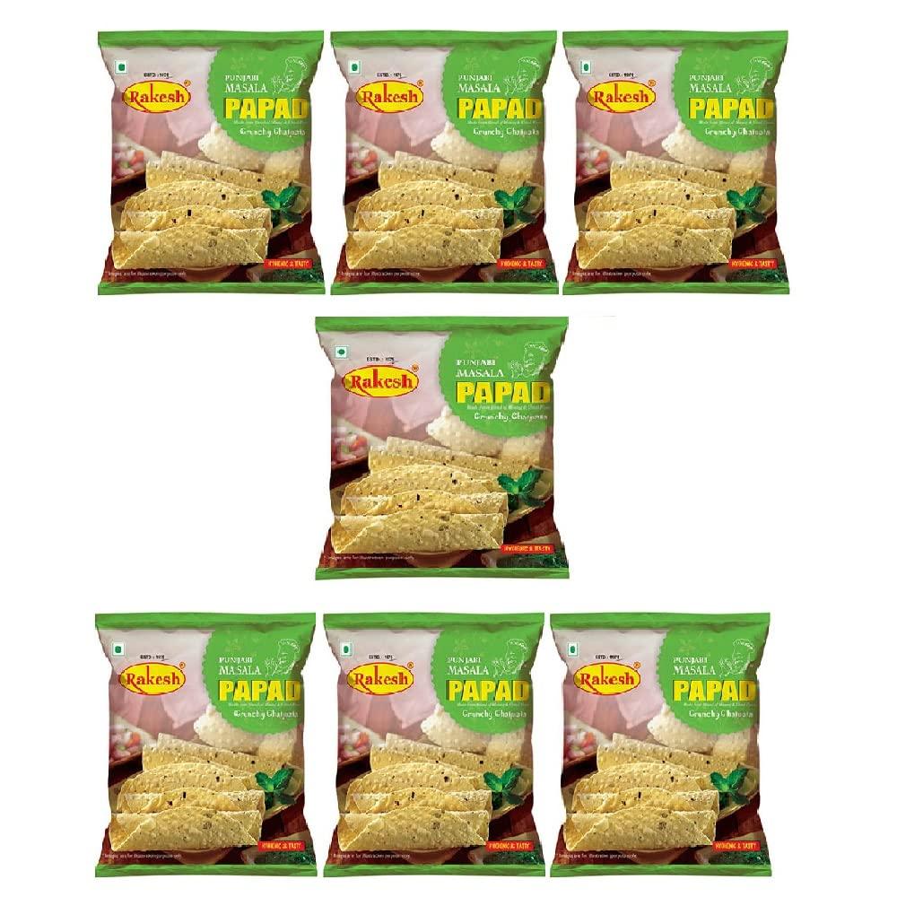 Rakesh Group Rakesh Punjabi Papad 200g Combo Pack, Tasty Moong Dal & Urad Dal Papad, Crispy Papad, Ready To Roast Papad (7Pcs Pack)