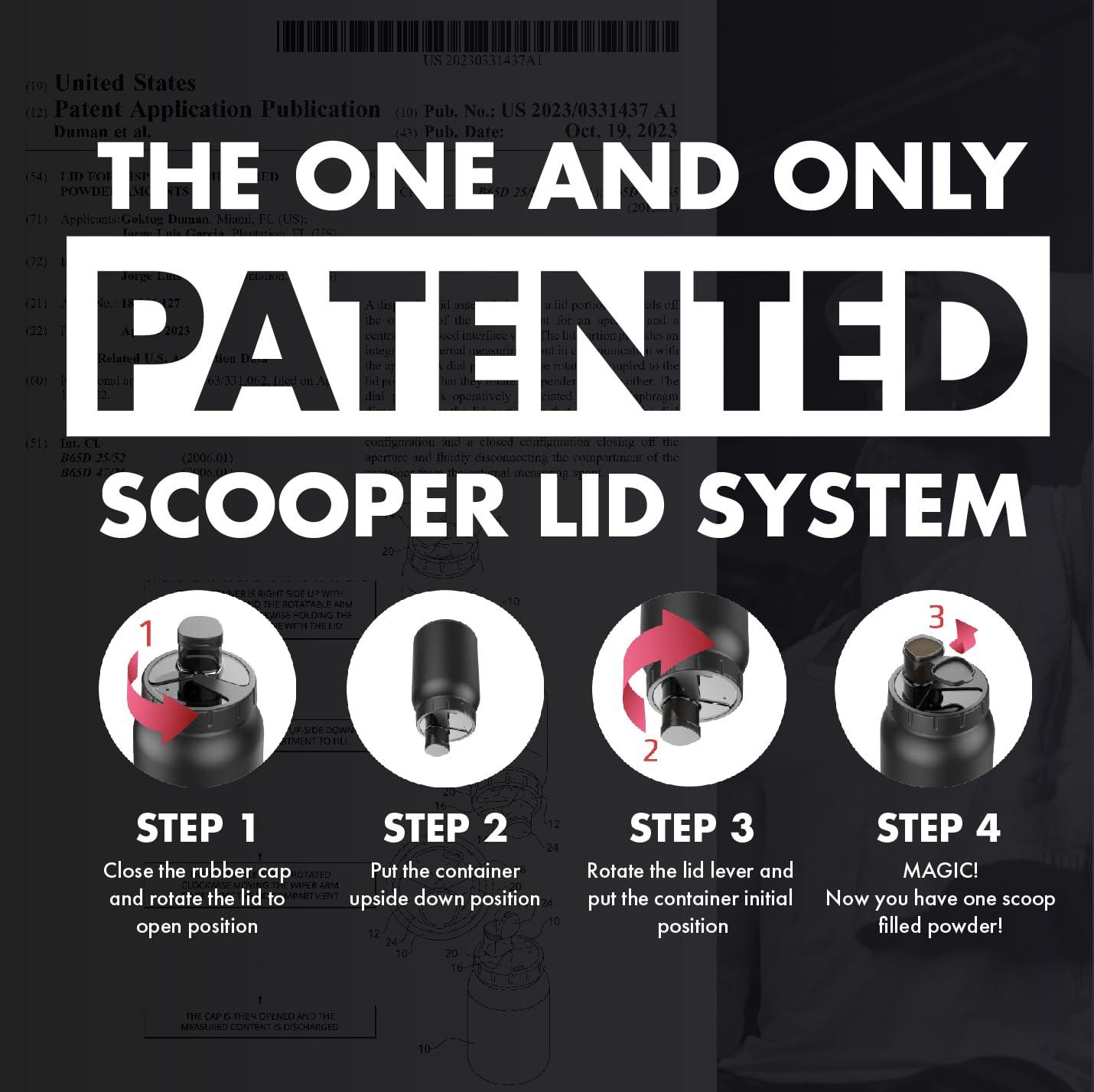 MyLidO MYLIDO Protein Dispenser Scoop Powder Dispense Supplement Funnel Universal Size Fits All Brands, Pre and Post Workout BPA Free Hands Clean Attachment Container Lid MyLid-O