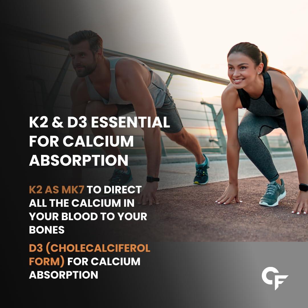 Carbamide Forte Carbamide Forte Vitamin D3 K2 | Vitamin D3 K2 Supplement for Bone & Heart Health | Vitamin D tablets with Vitamin K2 MK7 | Premium Vitamin D3 supplement with K2 for Wellness -120 Veg Tablets