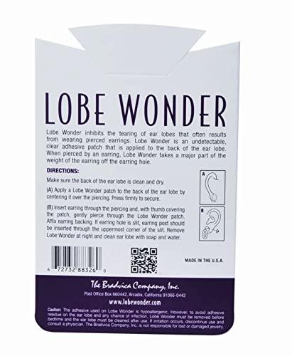 Lobe Wonder Lobe Wonder (100 Paches) Invisible Ear Lobe Support for Earrings Earlobe Tapes and Stickers Earring Supporter for Heavy Earrings Support Patches Girls & Women (100 Paches)