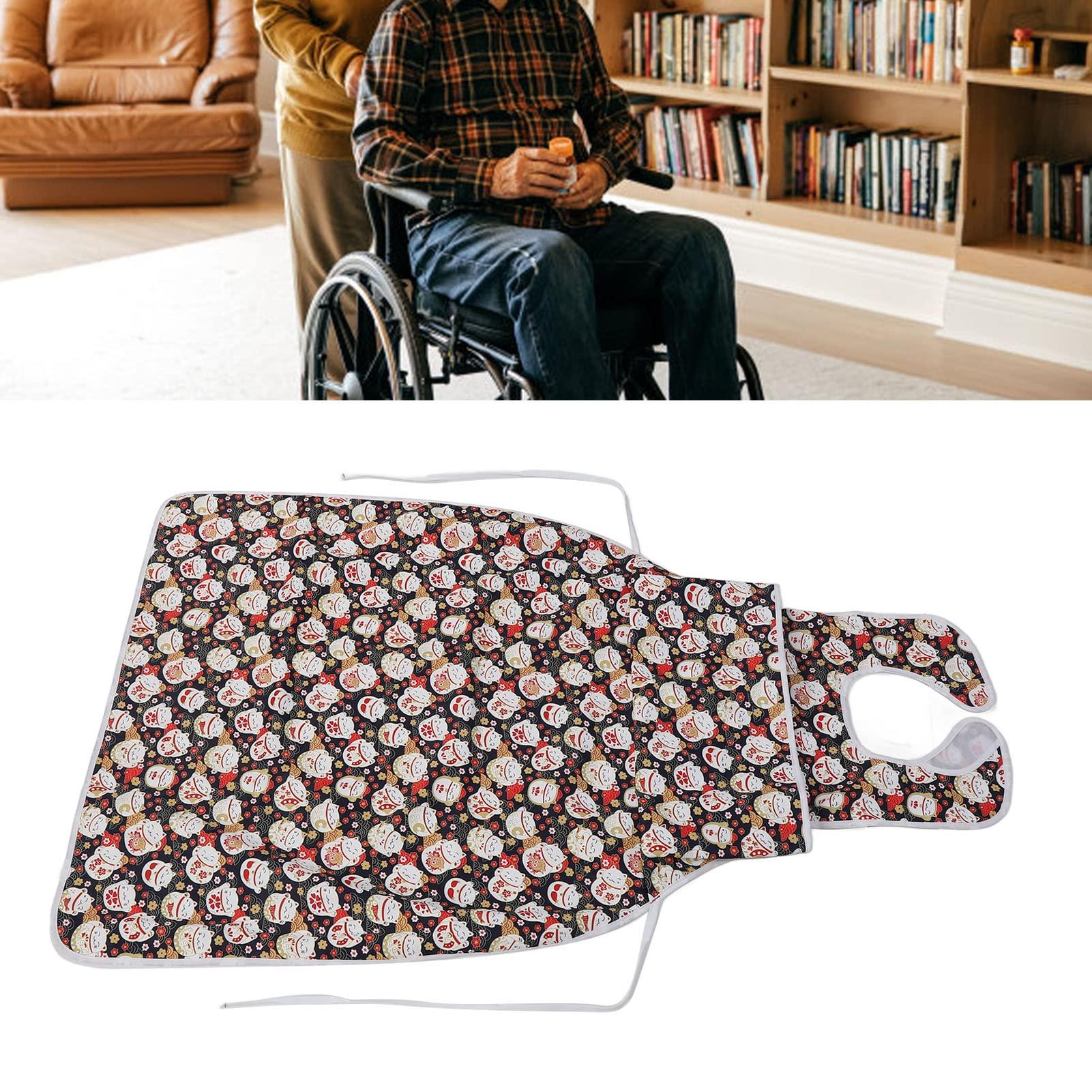 DNEI DNEI Adult Long Bib, 3D Large Calibre Food Clothing Protector Foldable for Elderly for Lunch (Cat Pattern)