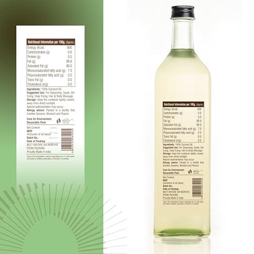 Pura woodpressed oils Pura Wood Pressed Natural Coconut Oil for Cooking,Ideal for Frying, Baking, and Sauteing |100% Natural, High Smoke Point, and Cholesterol-Free l1 Liter