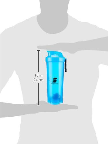 Amazon Brand - Symactive Amazon Brand - Symactive Leakproof Unbreakable Gym Protein Shaker Bottle with Rounded Bottom, Blender Ball & Hook, BPA-Free (Color: Blue, 700 ml),Plastic