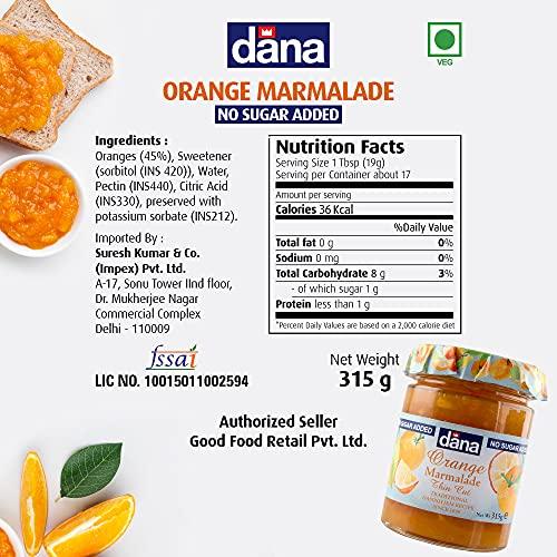 CANOE CANOE Dana Diabetic Mixed Fruit Jam + Diabetic Orange Jam, 315g, Pack of 1 Each, Product of Poland…