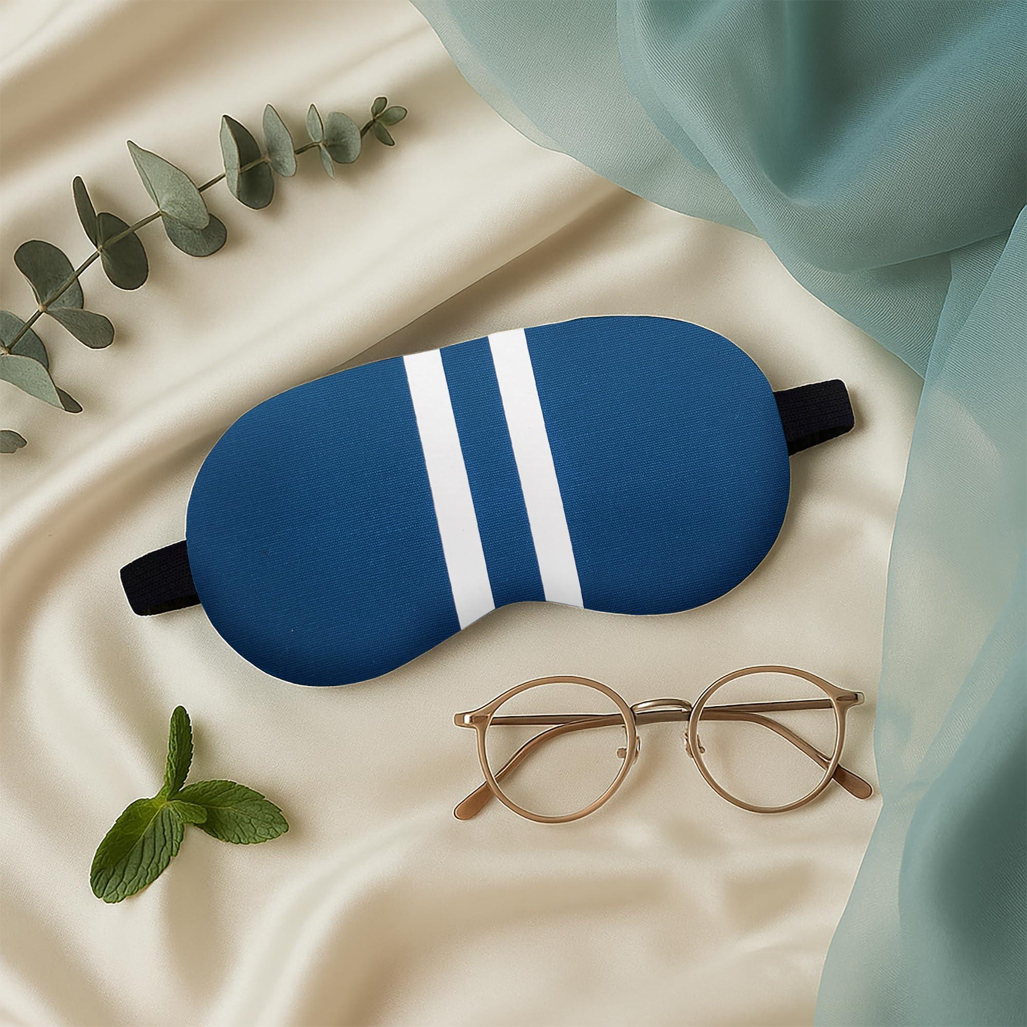 Jenna Jenna™ Cute Gel Sleeping Eye Shade Mask Cover for Insomnia, Meditation, Puffy Eyes and Dark Circles WhiteLine Blue