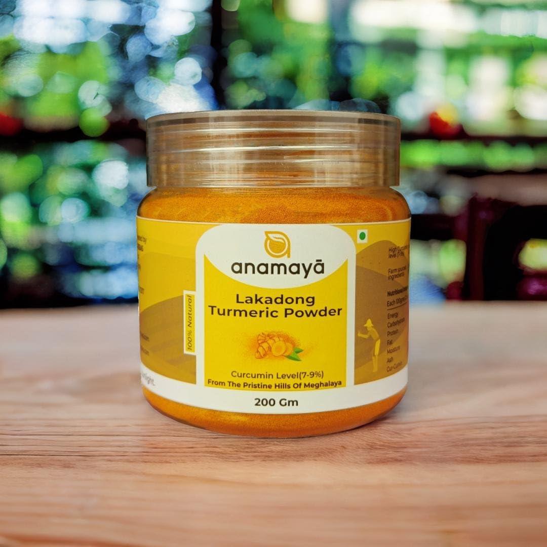 anamaya Anamaya Lakadong Turmeric Powder Meghalaya| High Curcumin Content 8 to 9% | Turmeric Curcumin Powder | 100% Pure and Natural | 200 Gms Pack (Pack of 5)