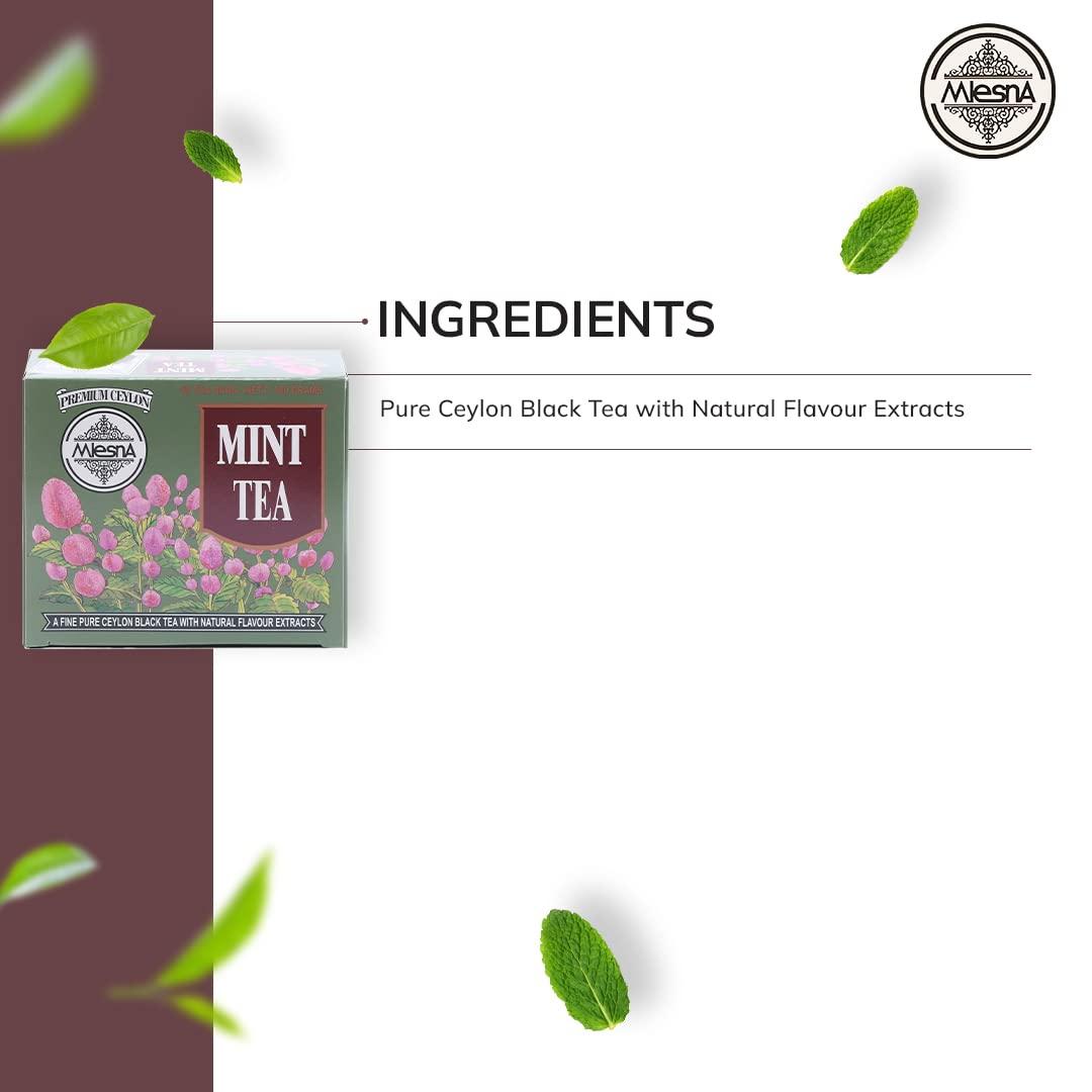 Mlesna Mlesna Mint Tea | Prepared With Traditional Method | Natural Flavour Extract | Rich in Anti - Oxidant | Pure Tea Bags - 100gm Each (Pack of 2)