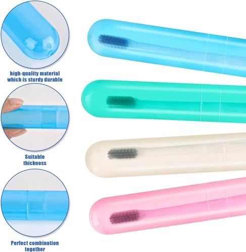 SPELLWISH SPELLWISH Plastic Travel Toothbrush Case Holder, Breathable Portable Toothbrush Container, Clear Toothbrush Holder For Traveling Case For Kids And Adult Toothbrush Covers(4Pcs), Multicolor