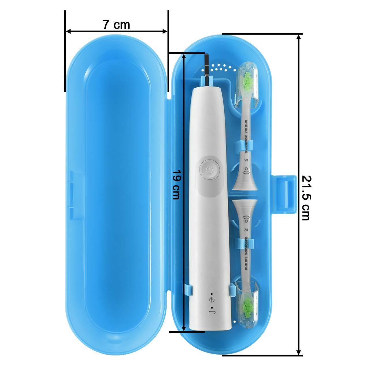 CM CM 2 Pcs Plastic Travel Case Toothbrush Carrying Case Holder Container Compatible with Oral B Pro, Sonicare and Other Electric Toothbrush (Blue & Pink)