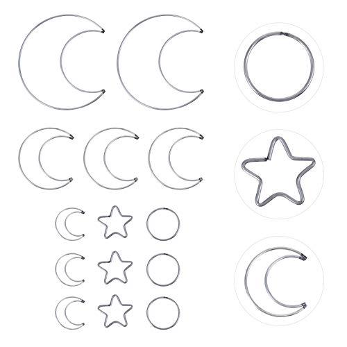 HEALLILY 20Pcs Moon Dream Catcher Rings Star Circle Macrame Hoop for DIY Craft Decoration
