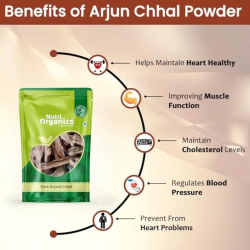 NutriOrganics Nutri Organics Arjun ki Chaal - 400 Gm Dried- Arjuna Tree Bark - Raw | Lowers Bad Cholesterol