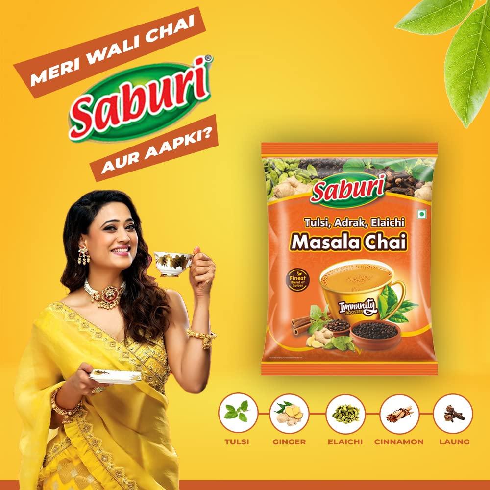 Saburi Saburi Masala Tea 500g | 100% Natural Spices - Tulsi, Adrak & Elaichi | Immunity Booster | Assam Tea | Masala Chai | Chai Patti | Chai Masala | Tea
