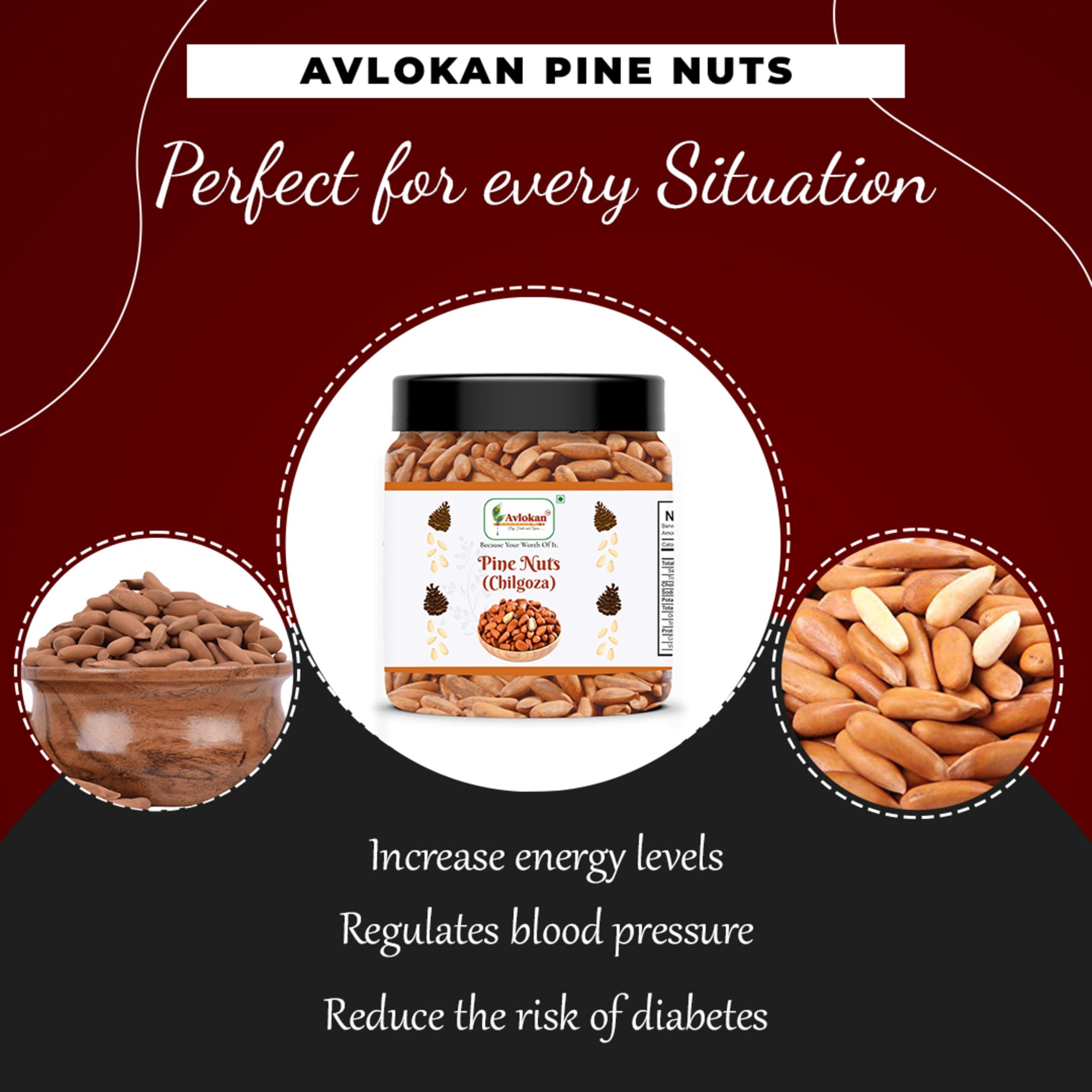 Avlokan Avlokan Winter Pine Nuts A Grade Chilgoza With shell Exotic Dry Fruits (50gm)