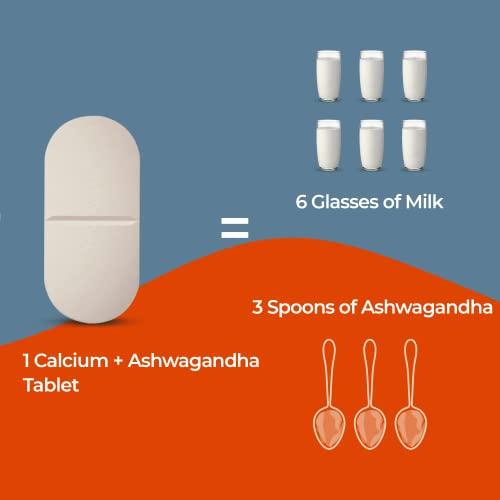 ZEROHARM ZEROHARM Holistic Calcium and Ashwagandha Tablets - For Muscles, Bone and Joint Health - Helps Relieve Stress and Anxiety - 120 Tablets - 700mg