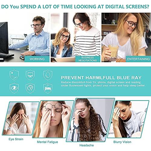 Dervin Dervin Blue Light Blocking Computer Glasses Gaming Filter Transparent Square Eyeglasses for Eye Protection Men and Women, Tablet/Laptop/Mobile/TV, Anti-blue & Anti eyestrain (Blue-Print)