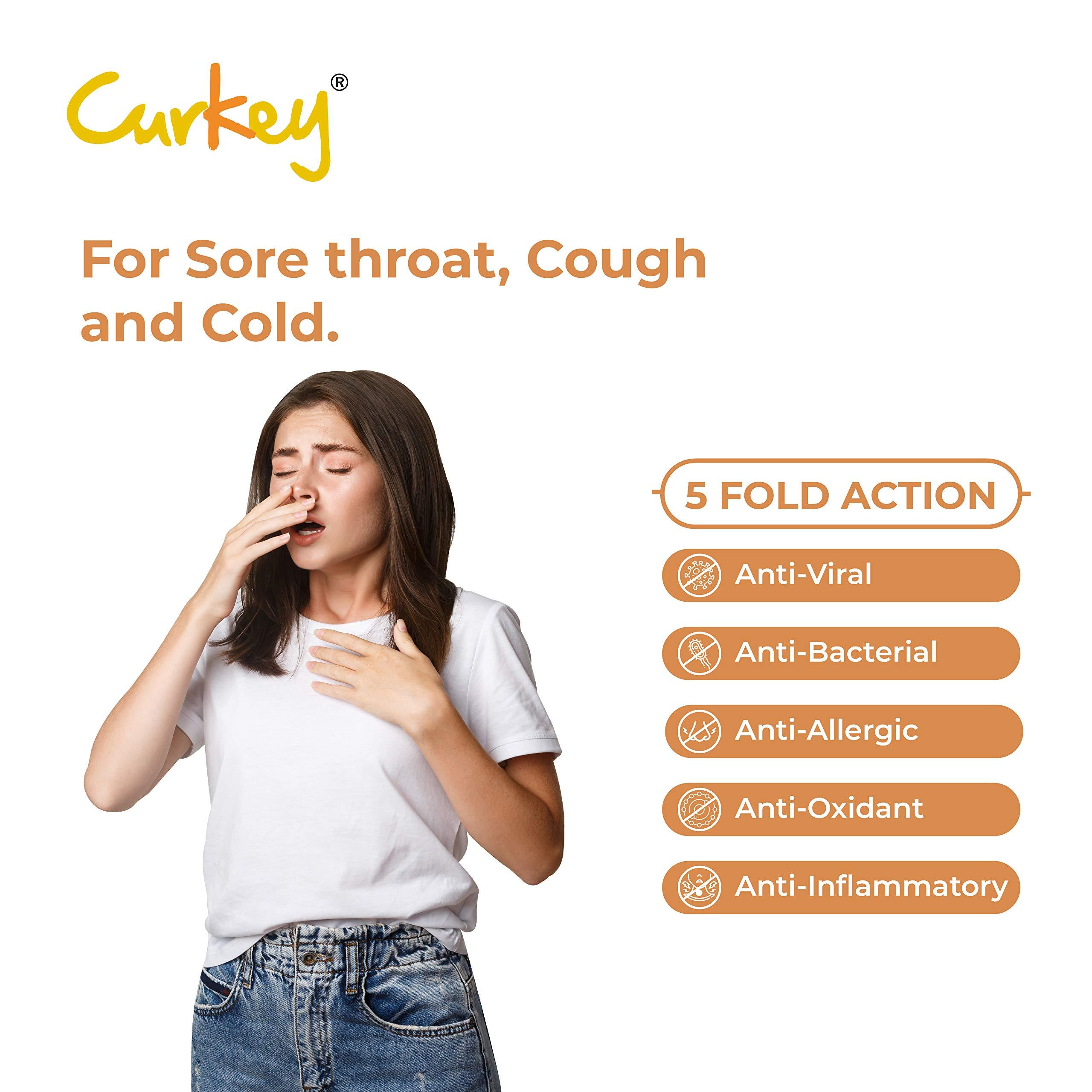 Curkey Pastilles for Quick Relief from Sore Throat from Natural Curcumin Extract from Turmeric | Sugar Free, Mint Flavour - 10 Pastilles (Pack of 1)